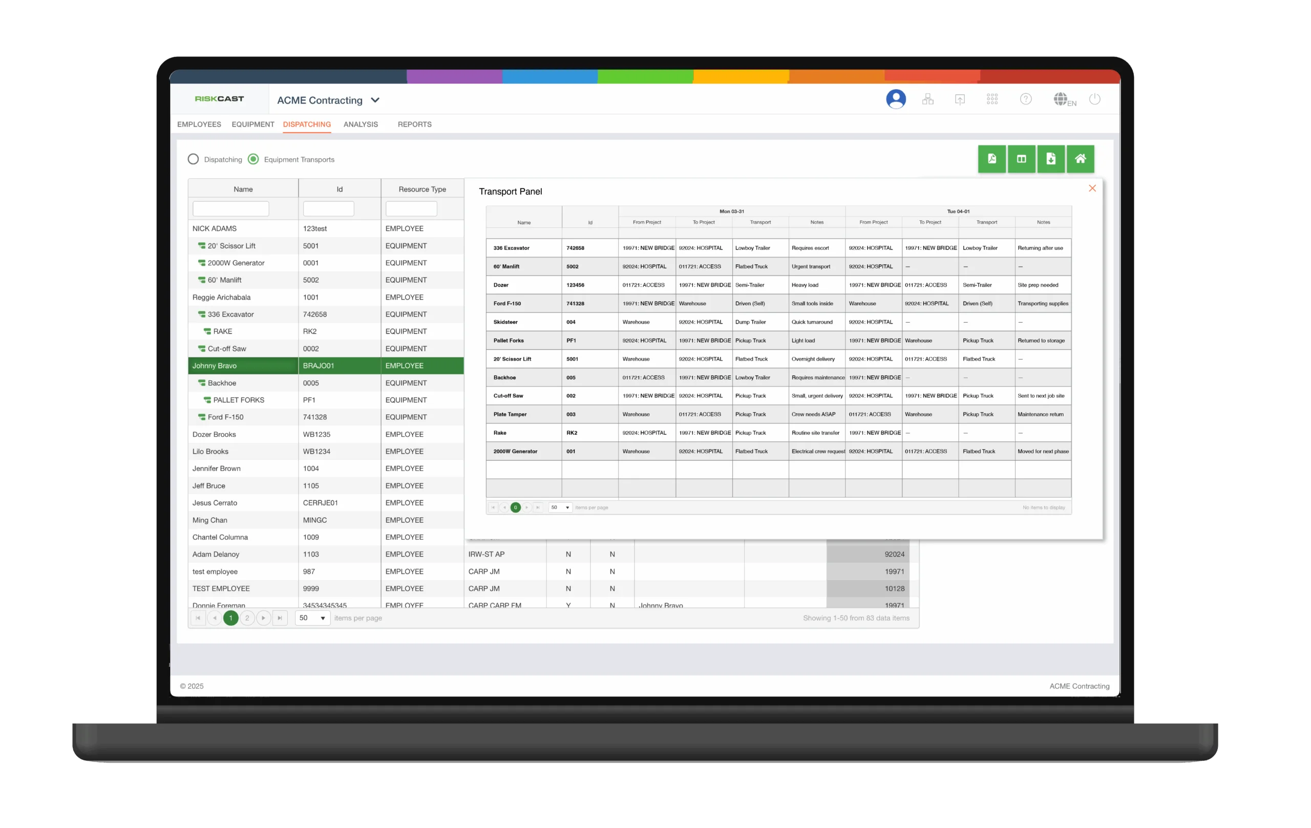 Riskcast Dispatching Grid
