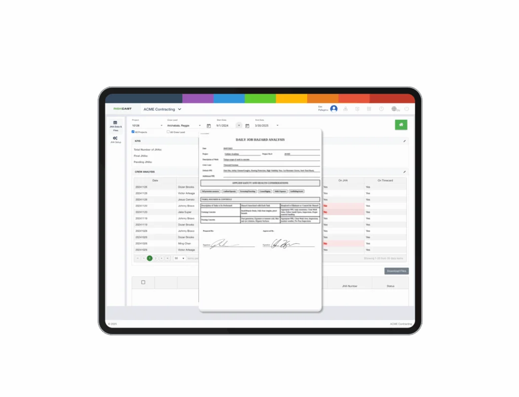 JHA Interface on iPad